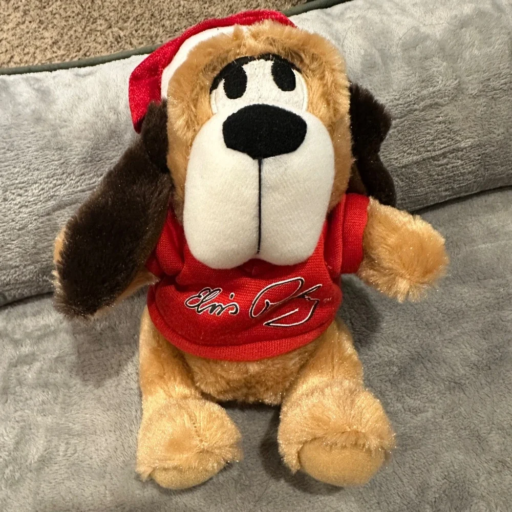 Elvis Presley Dog Plush Christmas Santa Hat‎ Red Shirt Stuffed Animal Toy